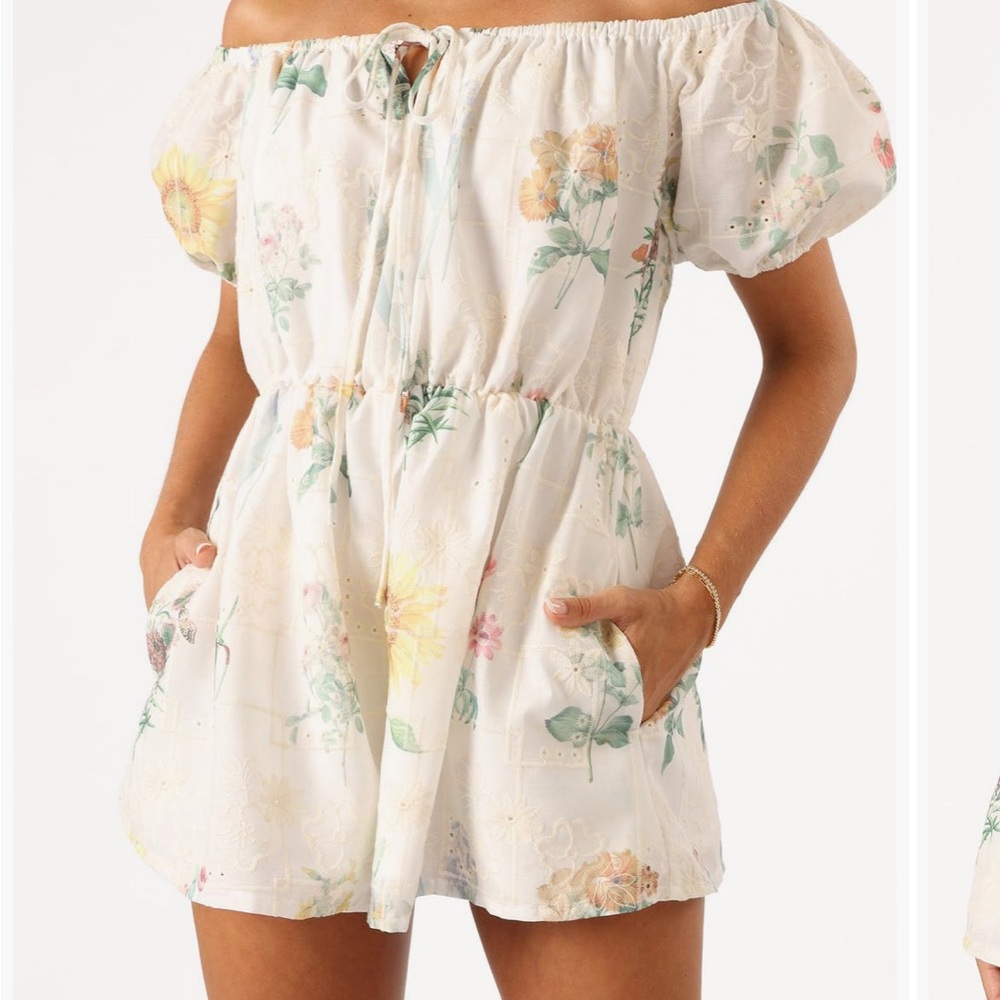 Petal & Pup Floral Romper - White and Multicolor